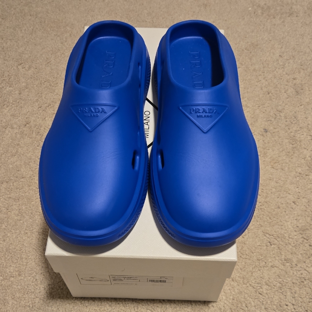 Prada Men Vibrant Blue Slippers